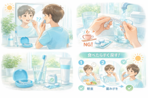 秋葉原リヨンドール歯列矯正歯科クリニック インビザライン マウスピース矯正 矯正専門医 朝にやるべきこと マウスピースの管理方法