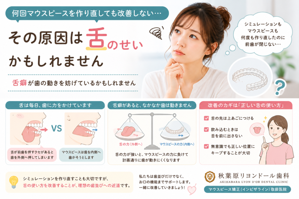 秋葉原リヨンドール歯列矯正歯科クリニック マウスピース矯正 インビザライン エンジェルアライナー 矯正専門医 舌癖