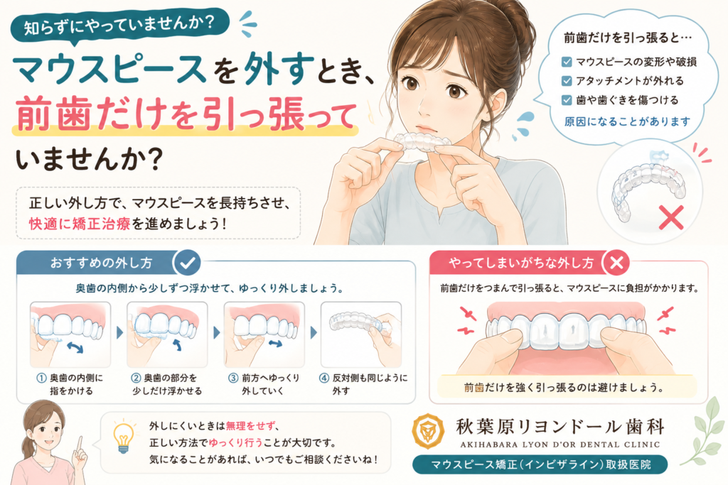 秋葉原リヨンドール歯列矯正歯科クリニック インビザライン エンジェルアライナー マウスピース矯正 矯正専門医 取り外し方法
