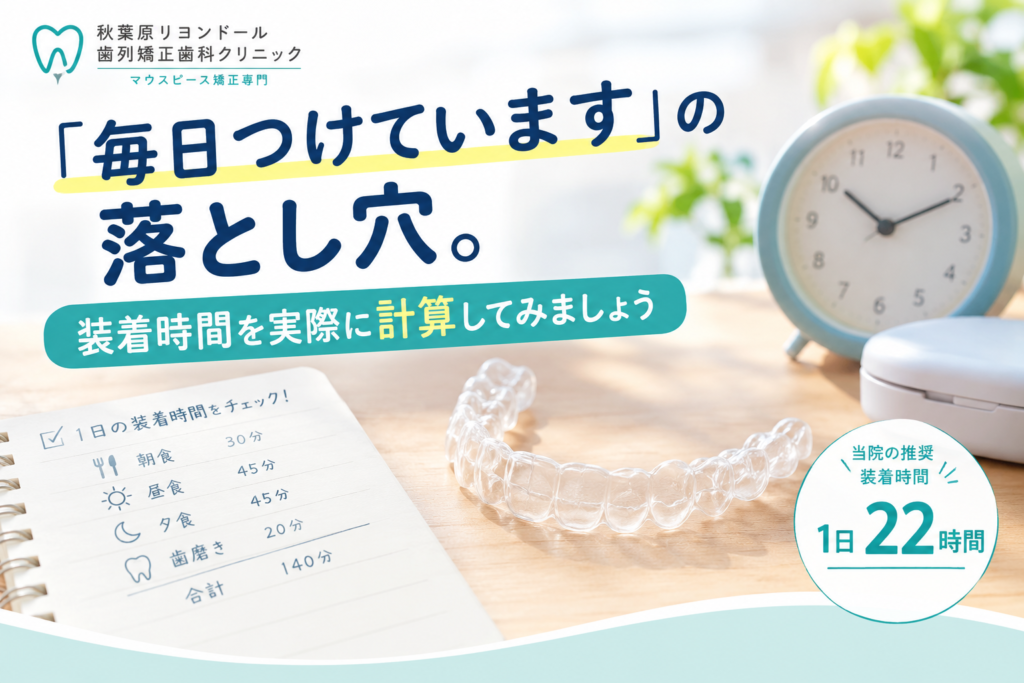 秋葉原リヨンドール歯列矯正歯科クリニック マウスピース矯正 インビザライン エンジェルアライナー 矯正専門医 矯正歯科 マウスピースの管理 使用時間